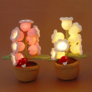 handmade crochet flower pot night light – soft glowing led, multiple colors
