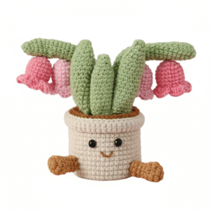 cute smiling planter with green cactus and pink blossoms – kawaii decorative succulent pot