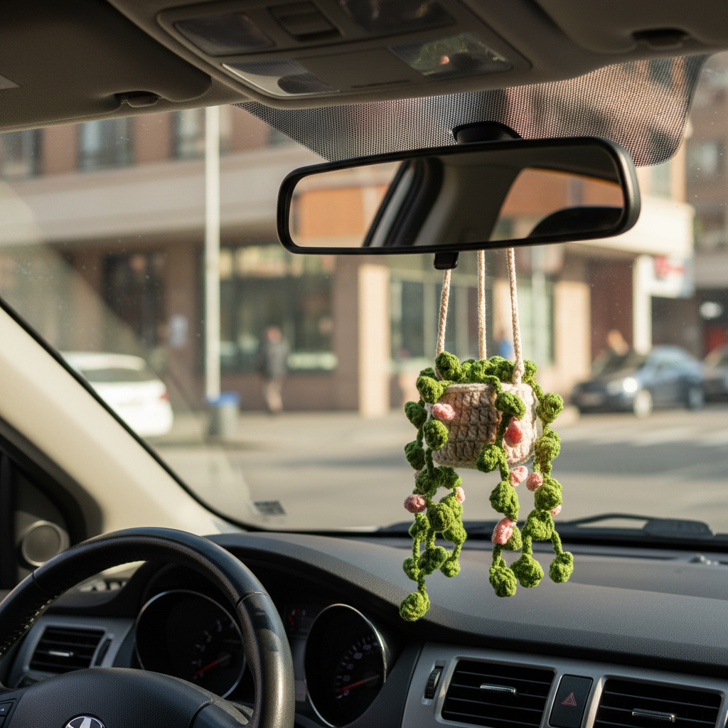 handmade crochet hanging plant basket with pink and green vines handmade crochet hanging plant basket with pink and green vines